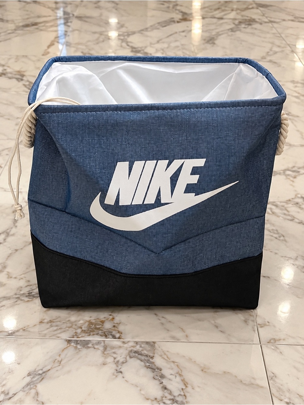 Nike Blue and Black Canvas Tote laundry bag with handles
